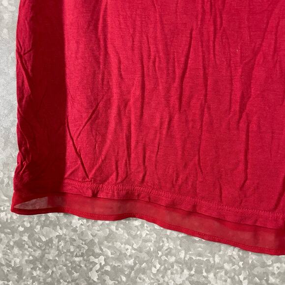 I Jeans by Buffalo Red Sheer Chiffon Raglan Sleeve Tee - Size Medium - V-Neck - Picture 3 of 6